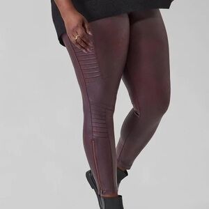 Athleta Deep Red Ribbed Leggings